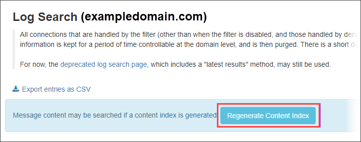 Regenerate Content Index button