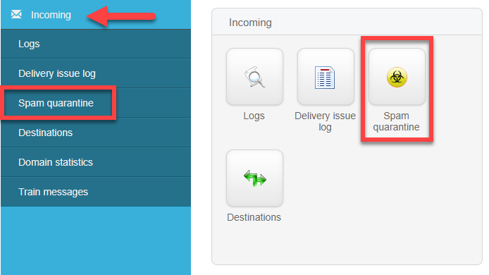 Spam quarantine option