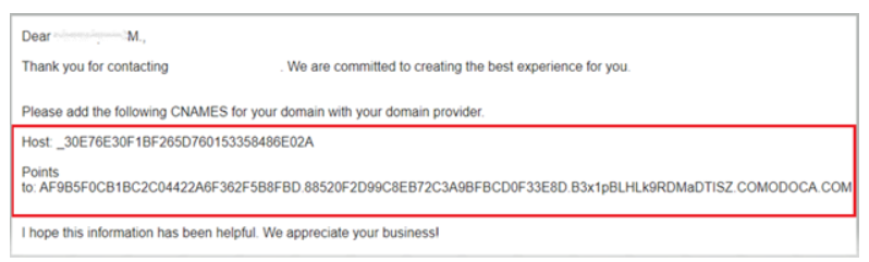 CNAME Record Validation email