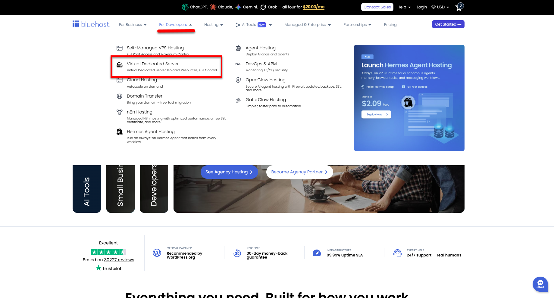 Virtual Dedicated Server - For Developers tab - Virtual Dedicated Server