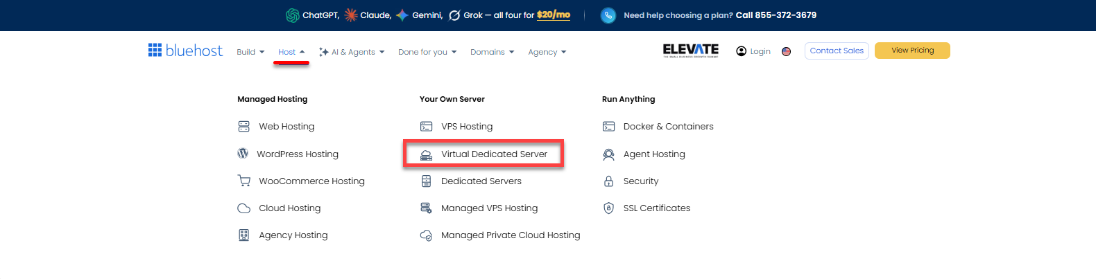 Bluehost -Hosttab - Virtual Dedicated Server