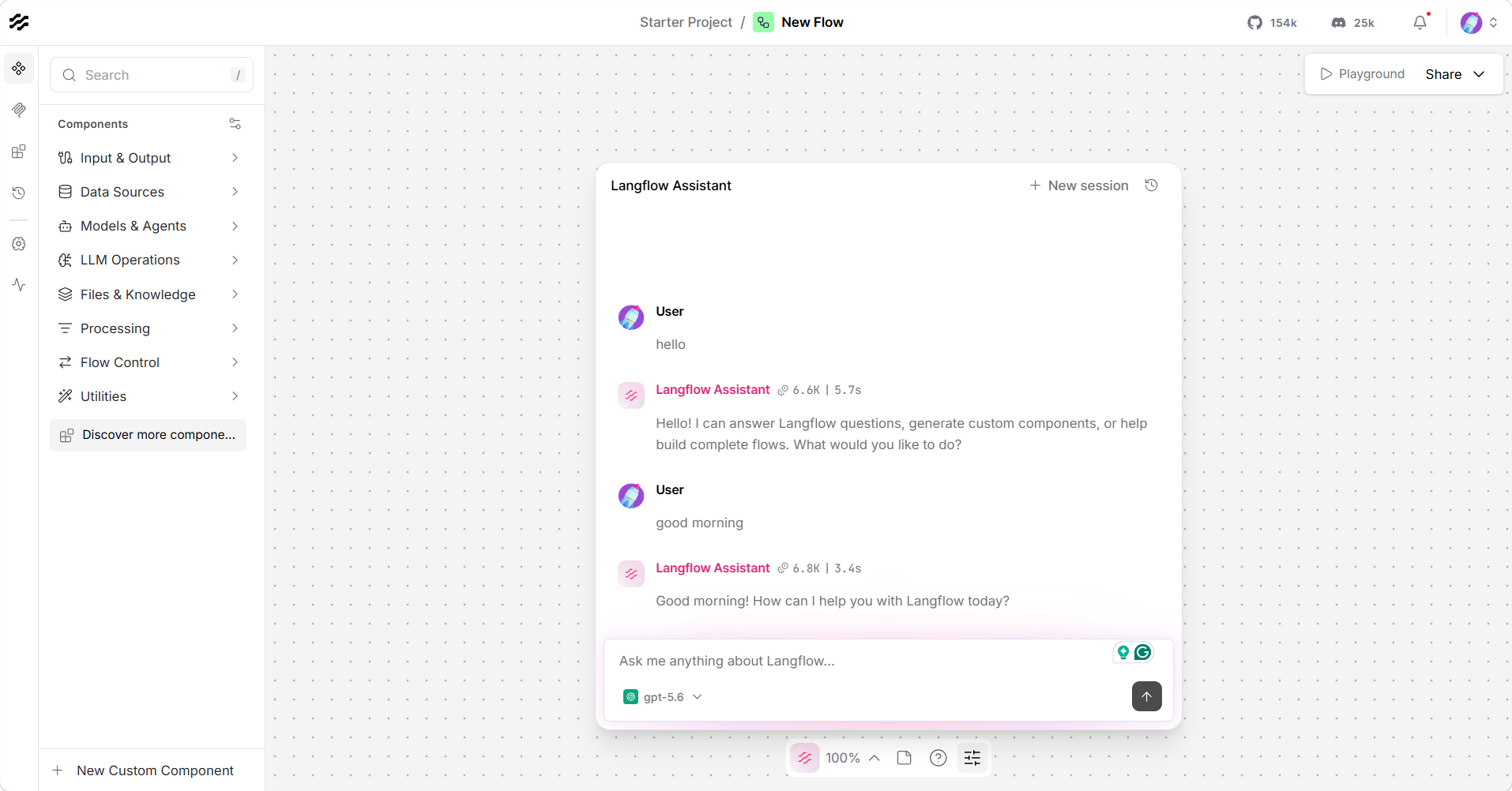 Langflow Dashboard - Model - Test