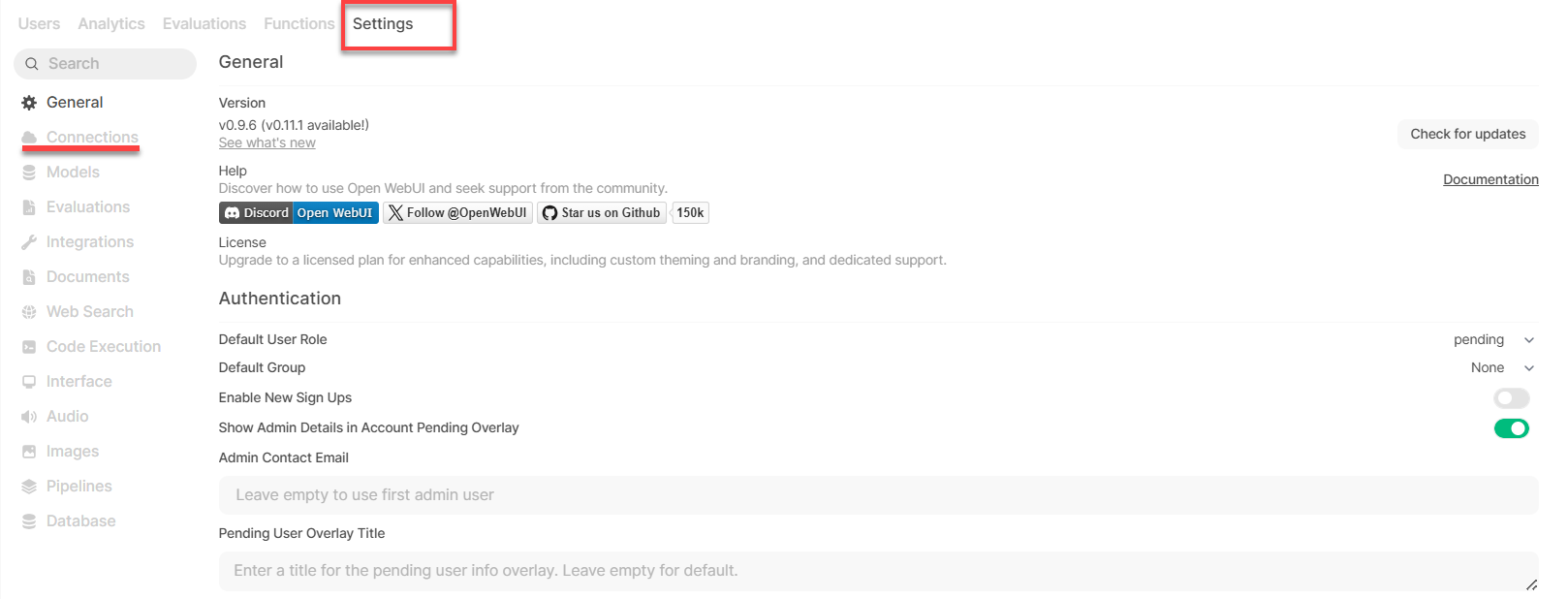 Open WebUI - Admin- Panel - Connections