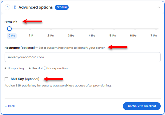 VDS hosting - Advanced Options