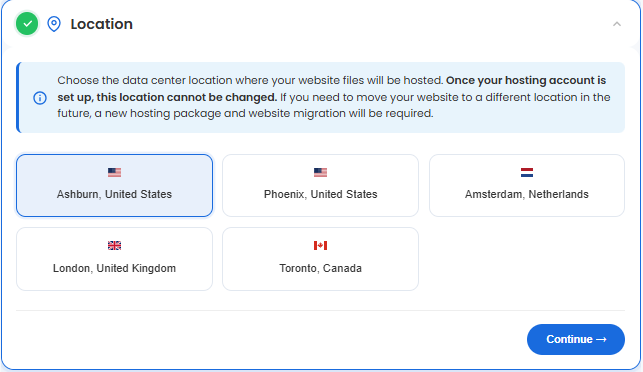 VDS hosting - Select your data center's location