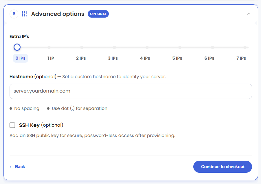 VDS hosting - Advanced Options