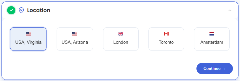 Virtual Dedicated Server - Select your data center's location