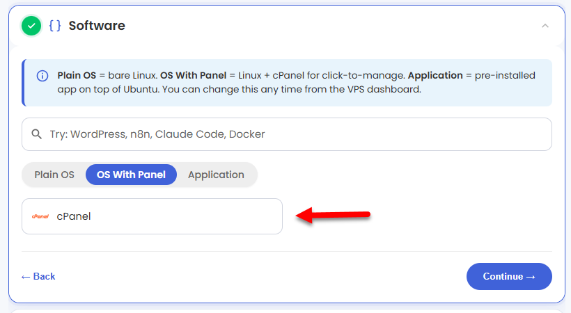 Virtual Dedicated Server - Software - OS with Panel