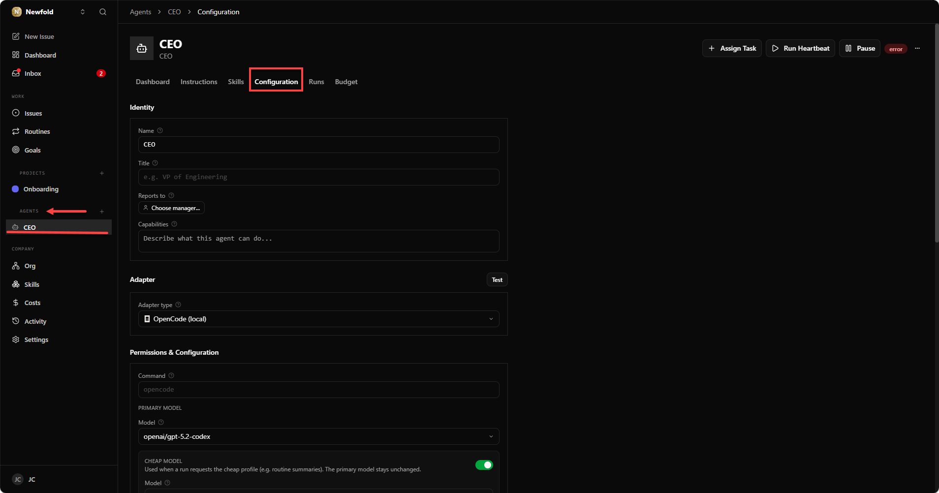 Paperclip - Agents - CEO - Configurations