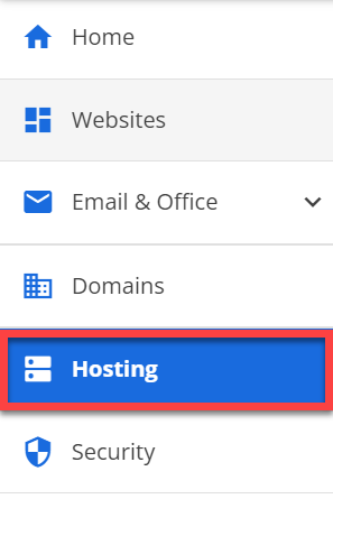 account manager menu portal on the left click select hosting