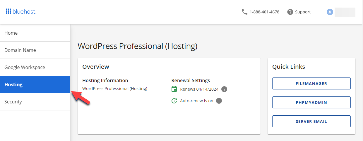 Account manager hosting tab
