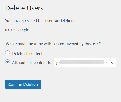 BH WordPress Delete Users