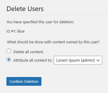 BH WordPress Delete Users