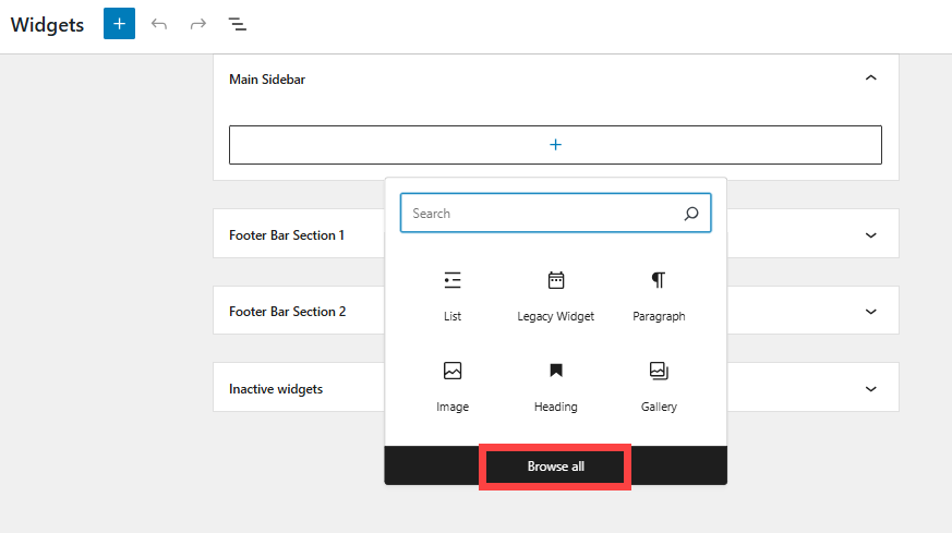 wp - widgets - browse all