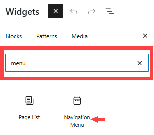widgets - search - menu