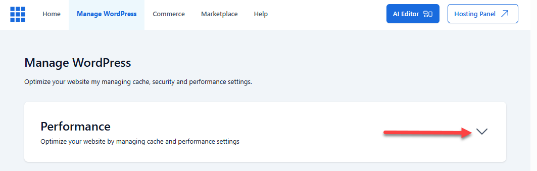 BH WP Dashboard - Settings Page Performance DropDown