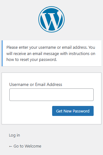 Bluehost WordPress Login Page - Get New Password