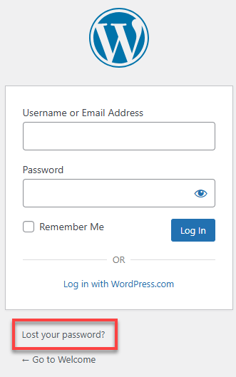 Bluehost WordPress Login Page - Lost your password