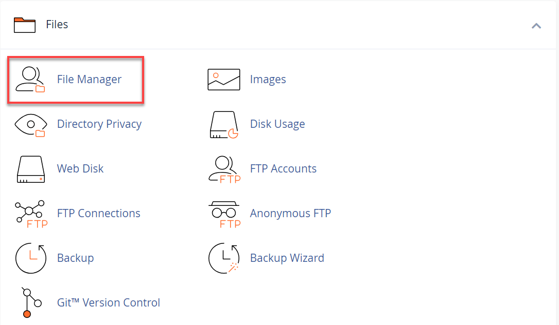 File Manager icon under Files