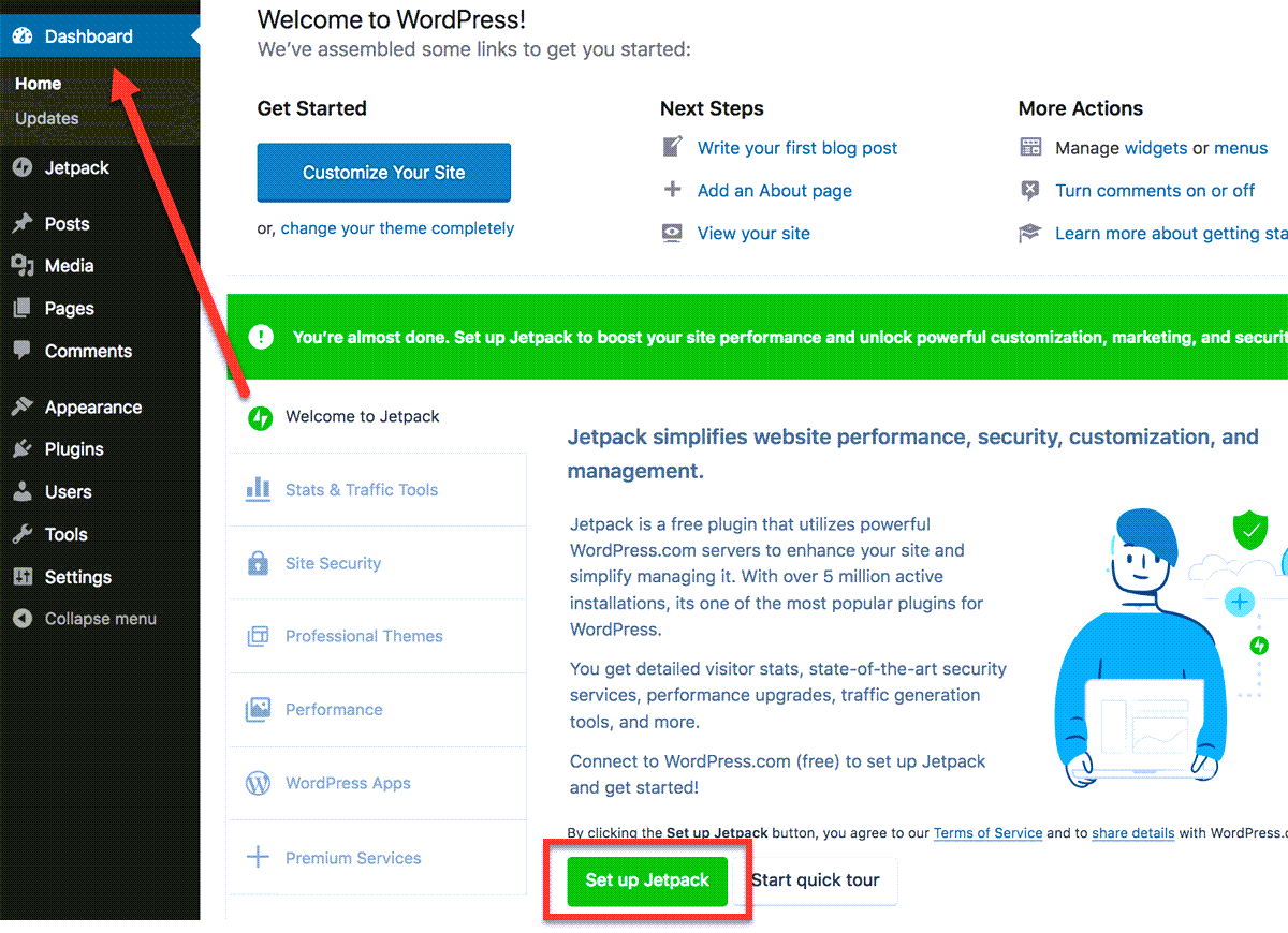 Jetpack Create WordPress and Account Setup Bluehost Support