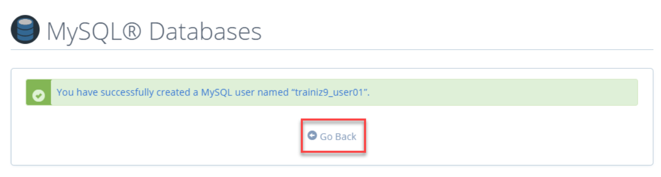 mysql databases you successfully created a mysql user