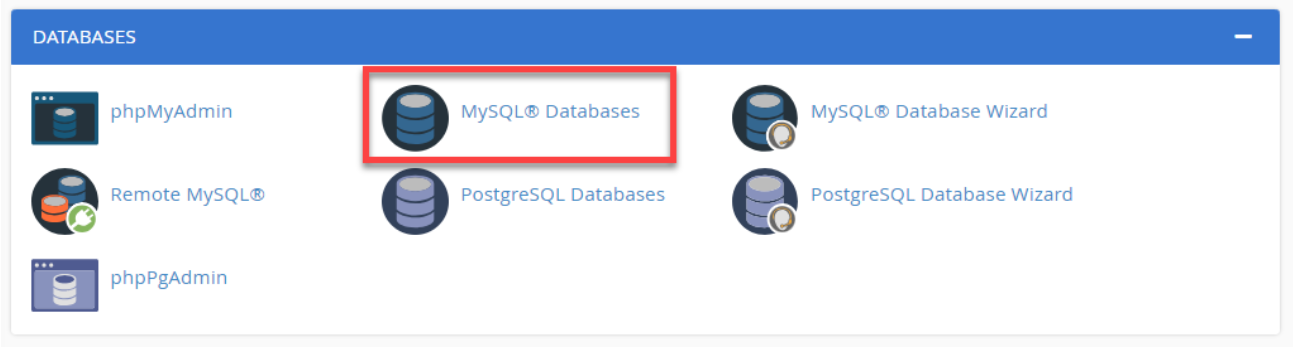 mysqldatabases control panel cpanel
