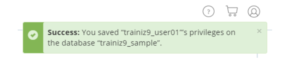 mysql databases is now ready for wordpress showing success to the user name privileges on specific database