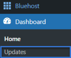 wordpress dashboard on the left click update