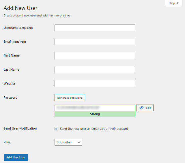 Add a User - Enter user details