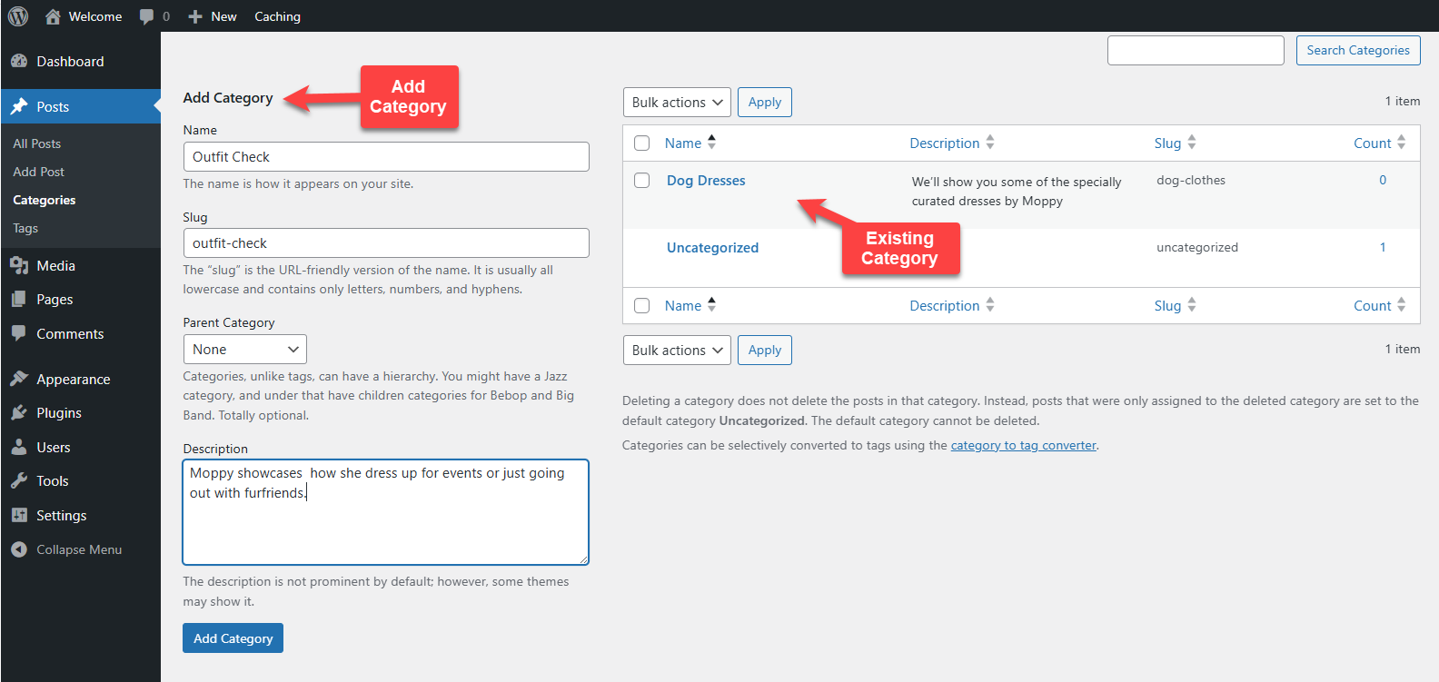 Categories Page