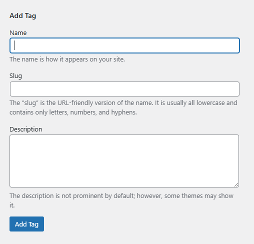 Add tag form
