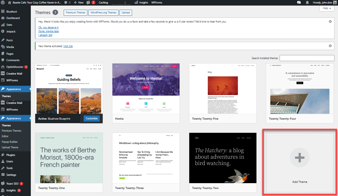 Install WordPress Theme - Themes - Add Theme