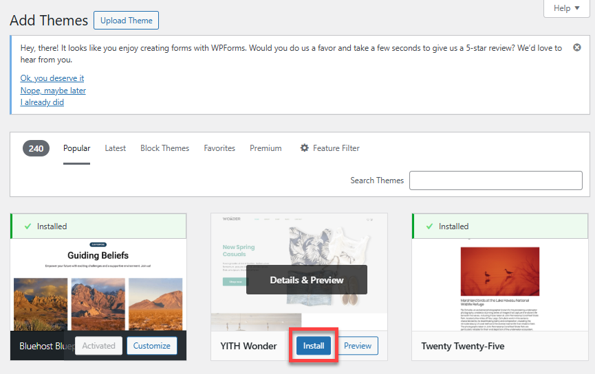 Install a New WordPress Theme