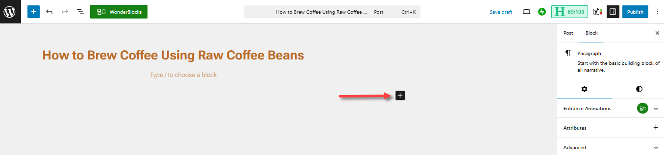 Create a New Post - Add a block