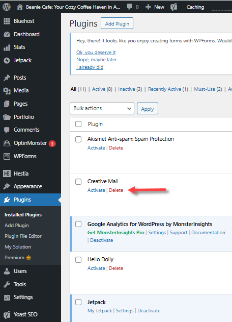 Plugin - Delete link