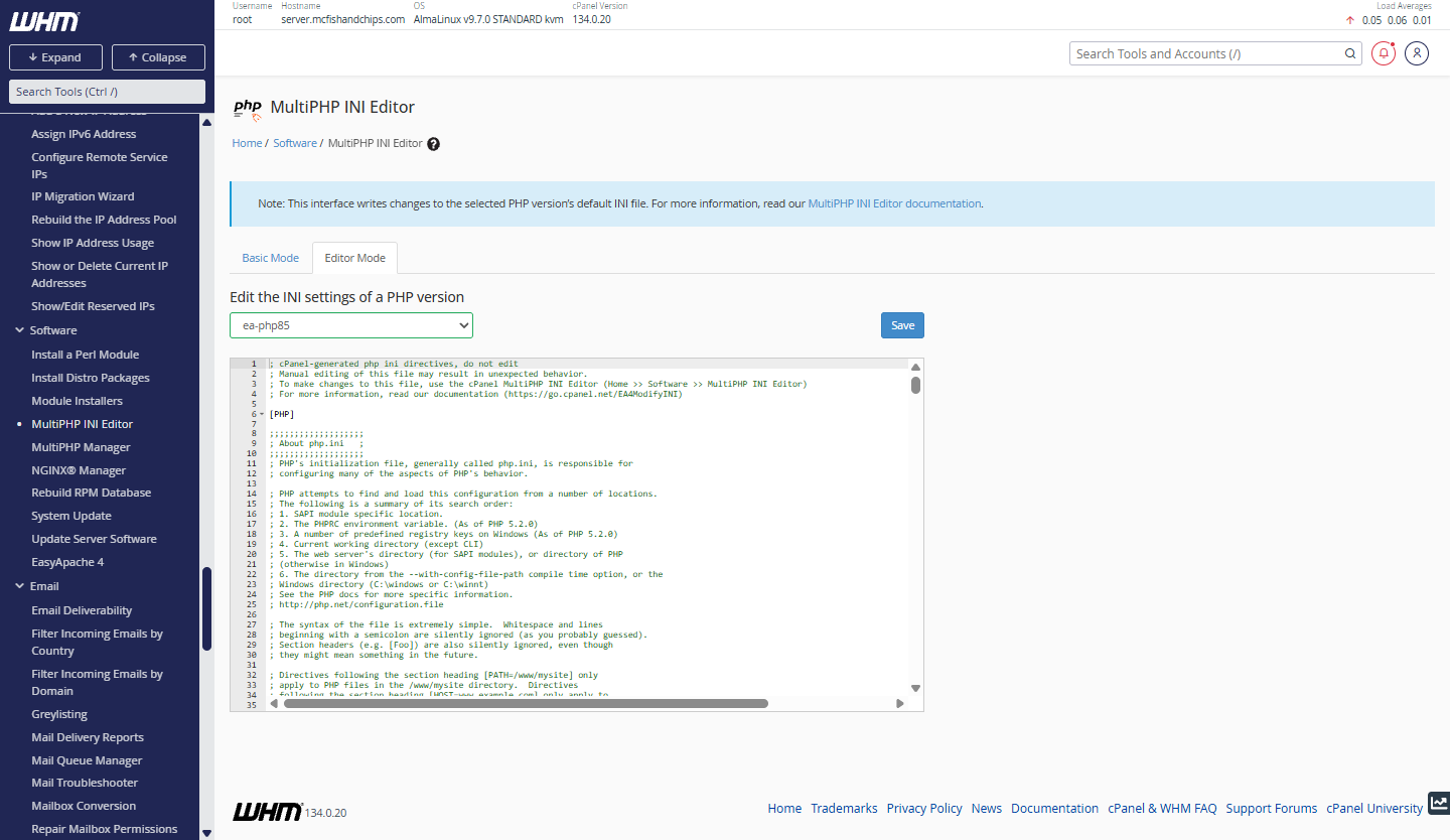 MultiPHP INI Editor - Editor Mode tab settings