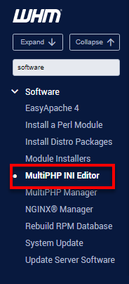 WHM - MultiPHP INI Editor