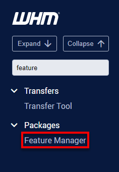 WHM Feature Manager