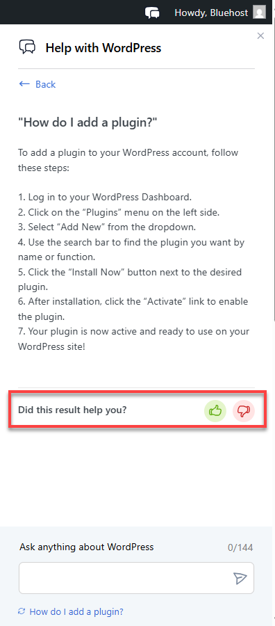 Bluehost WonderSuite WP Dashboard - WonderHelp Seach rate