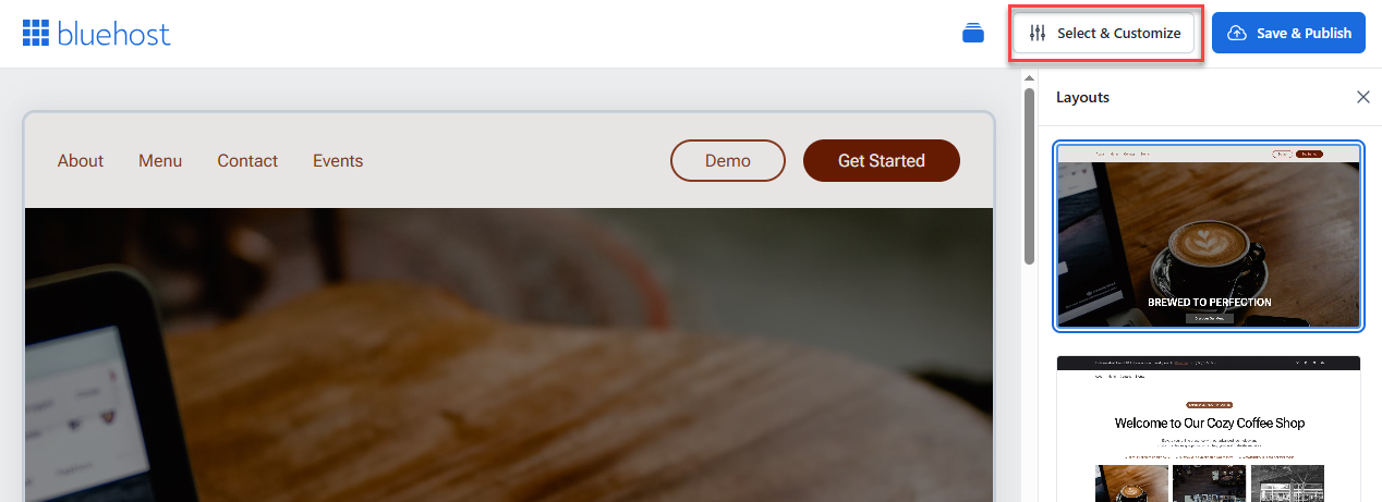 Customize button